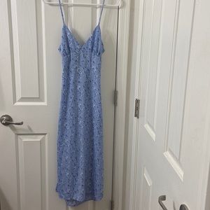 Double slit, blue floral midi sundress. From Forever 21